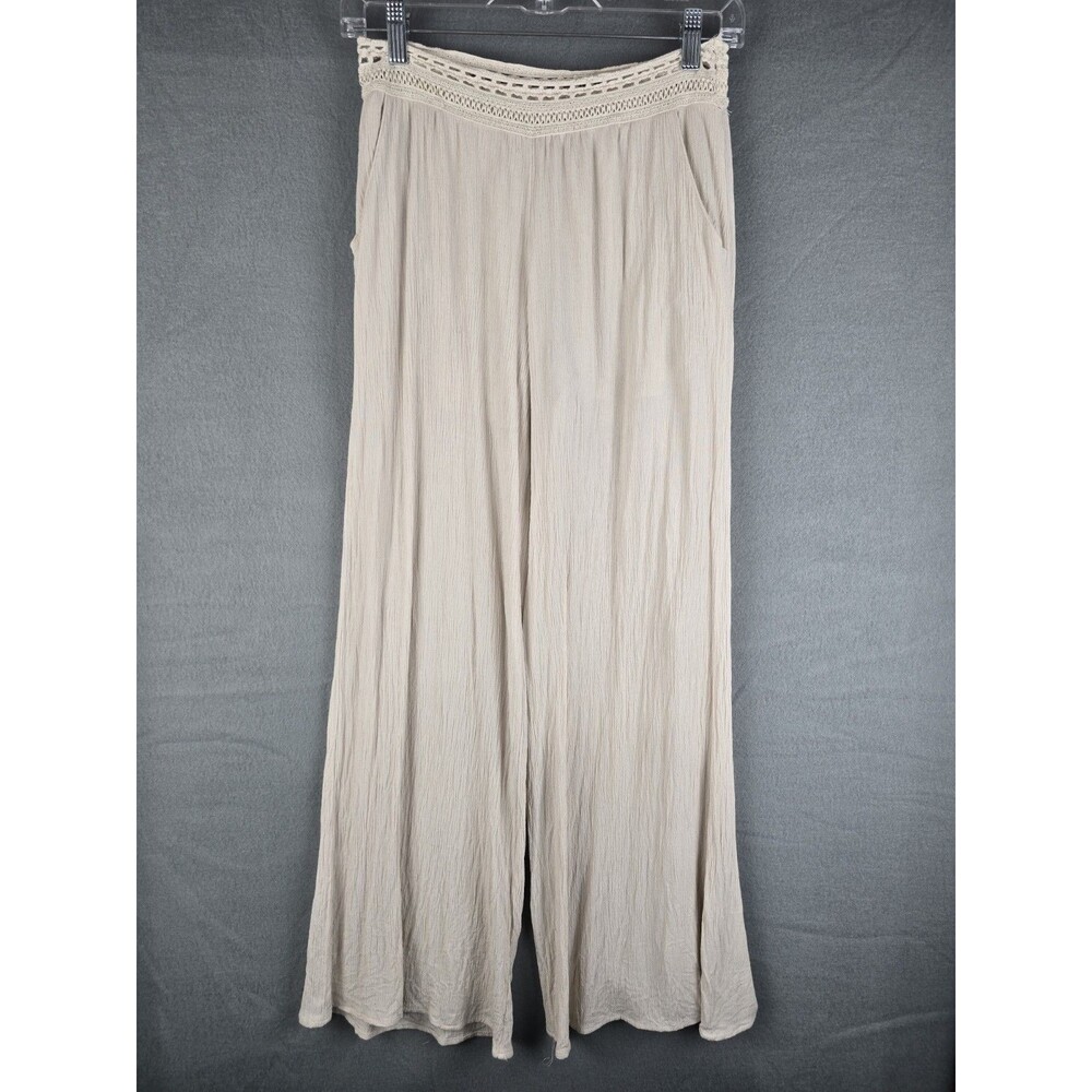 Phanuel Wide Leg Crinkle Palazzo Pants Women Boho Coastal Lightweight Festival M